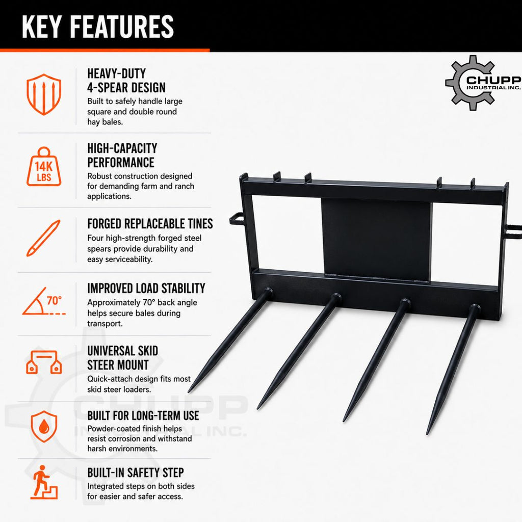 JCT Four Spear Hay Bale Spear