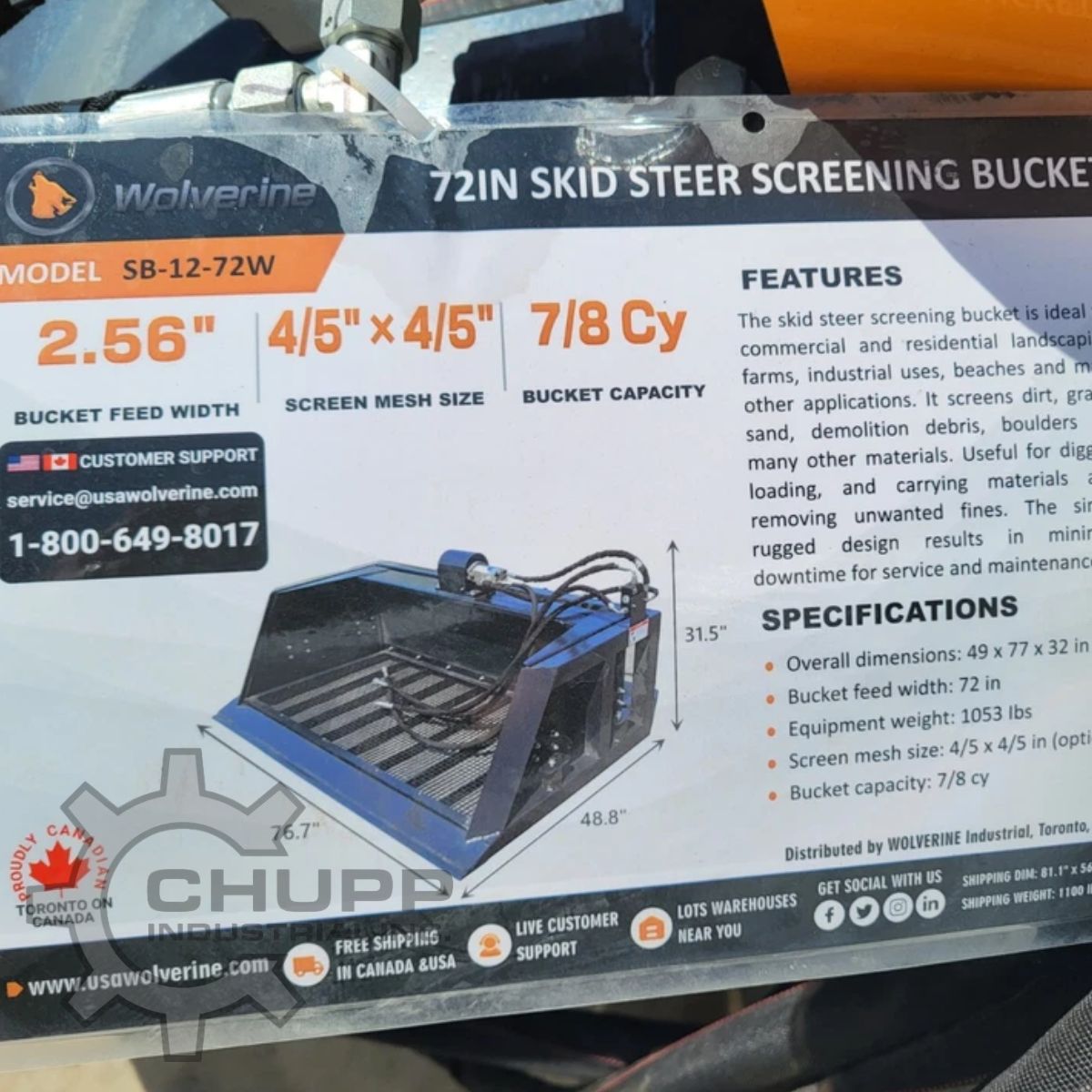 Wolverine 72" Vibrating Soil Screening Bucket