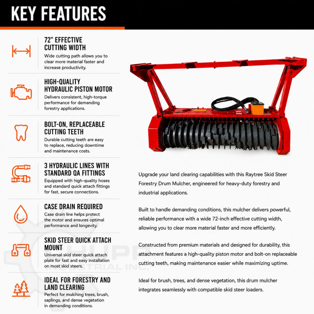 Raytree 72" High Flow Forestry Drum Mulcher