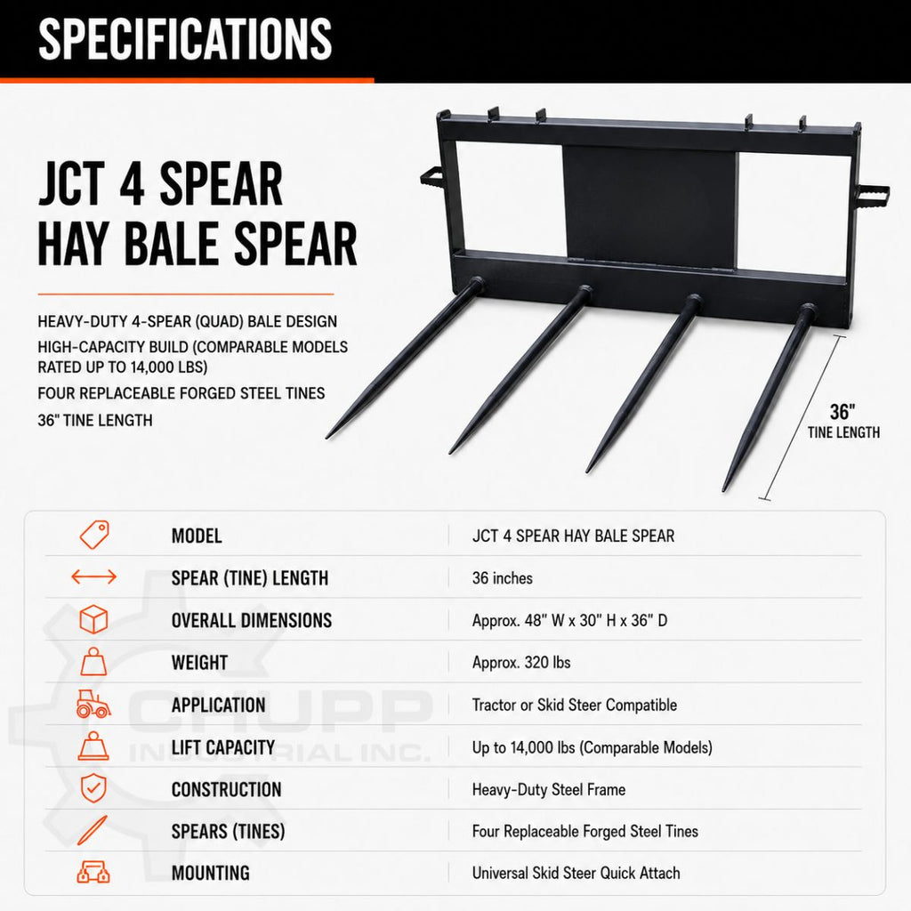 JCT Four Spear Hay Bale Spear