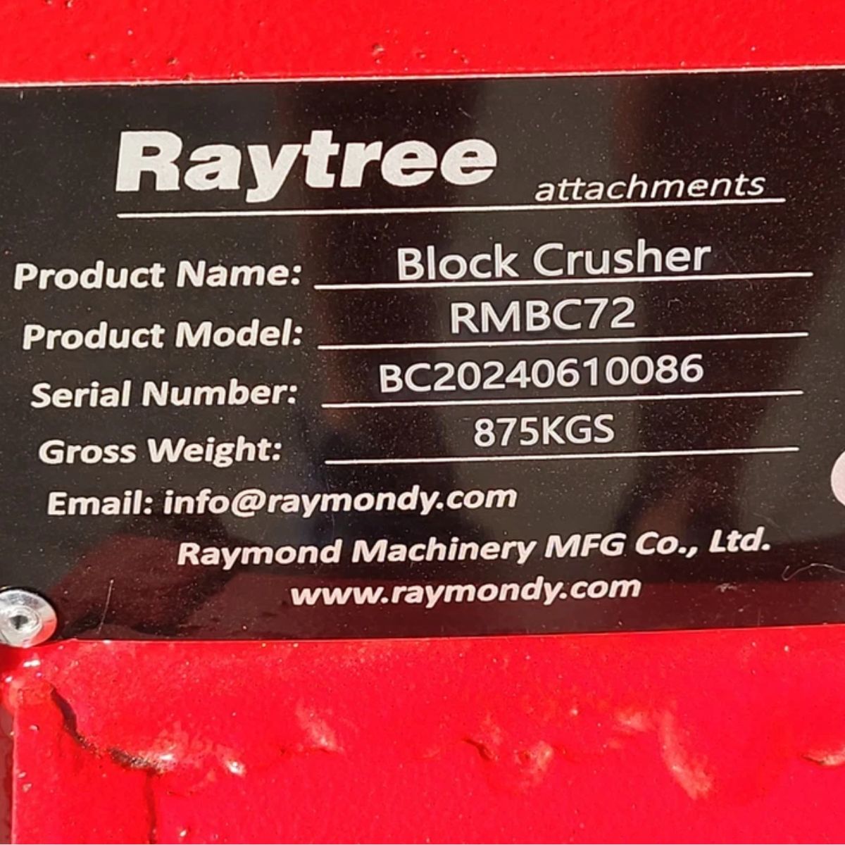 Raytree 72″ Block Crusher