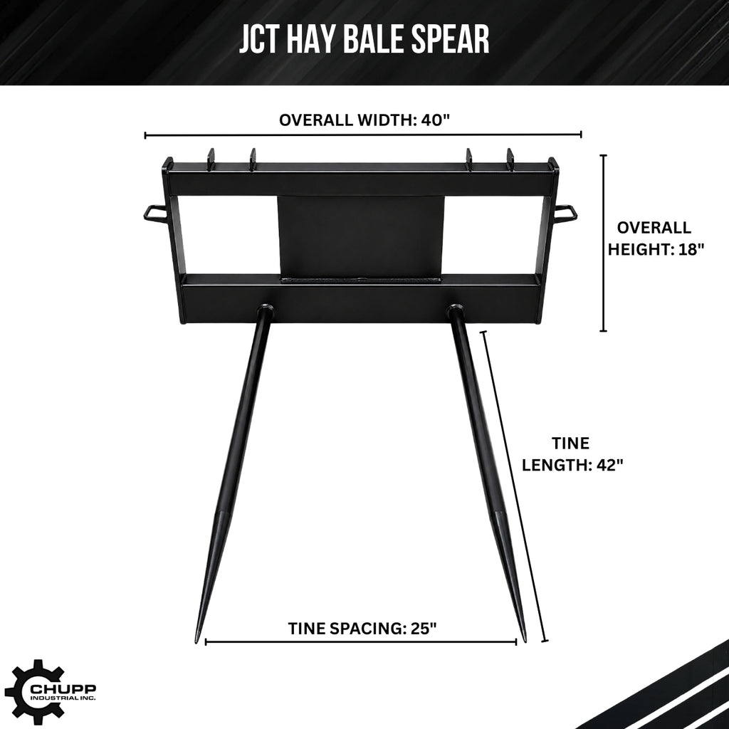 42" JCT Double Tine Hay Bale Spear