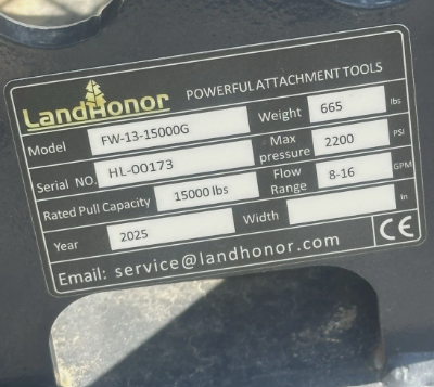 Landhonor FW-13-15000G Logging Forestry / Recovery Winch