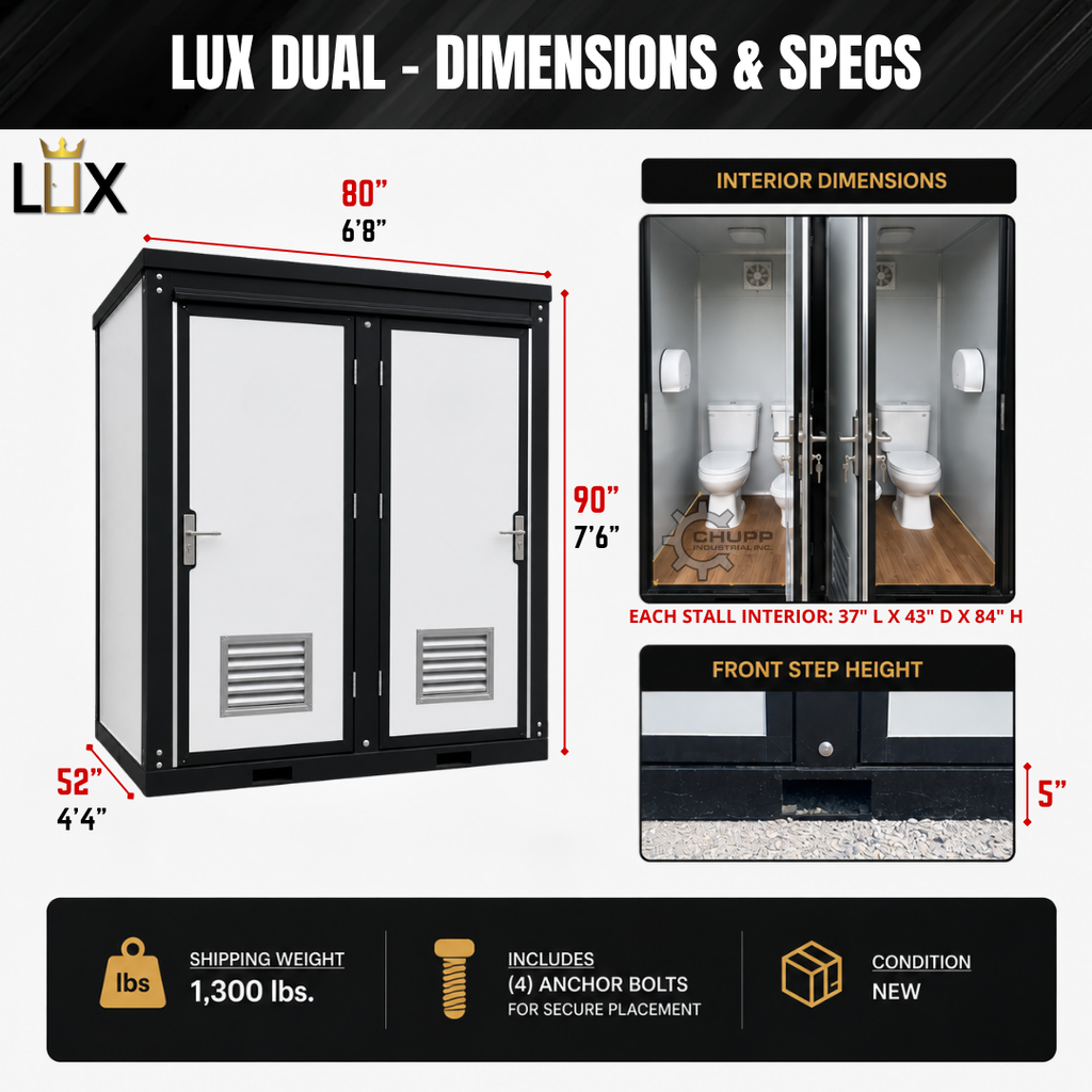 LUX Dual-Stall Portable Restroom Bathroom