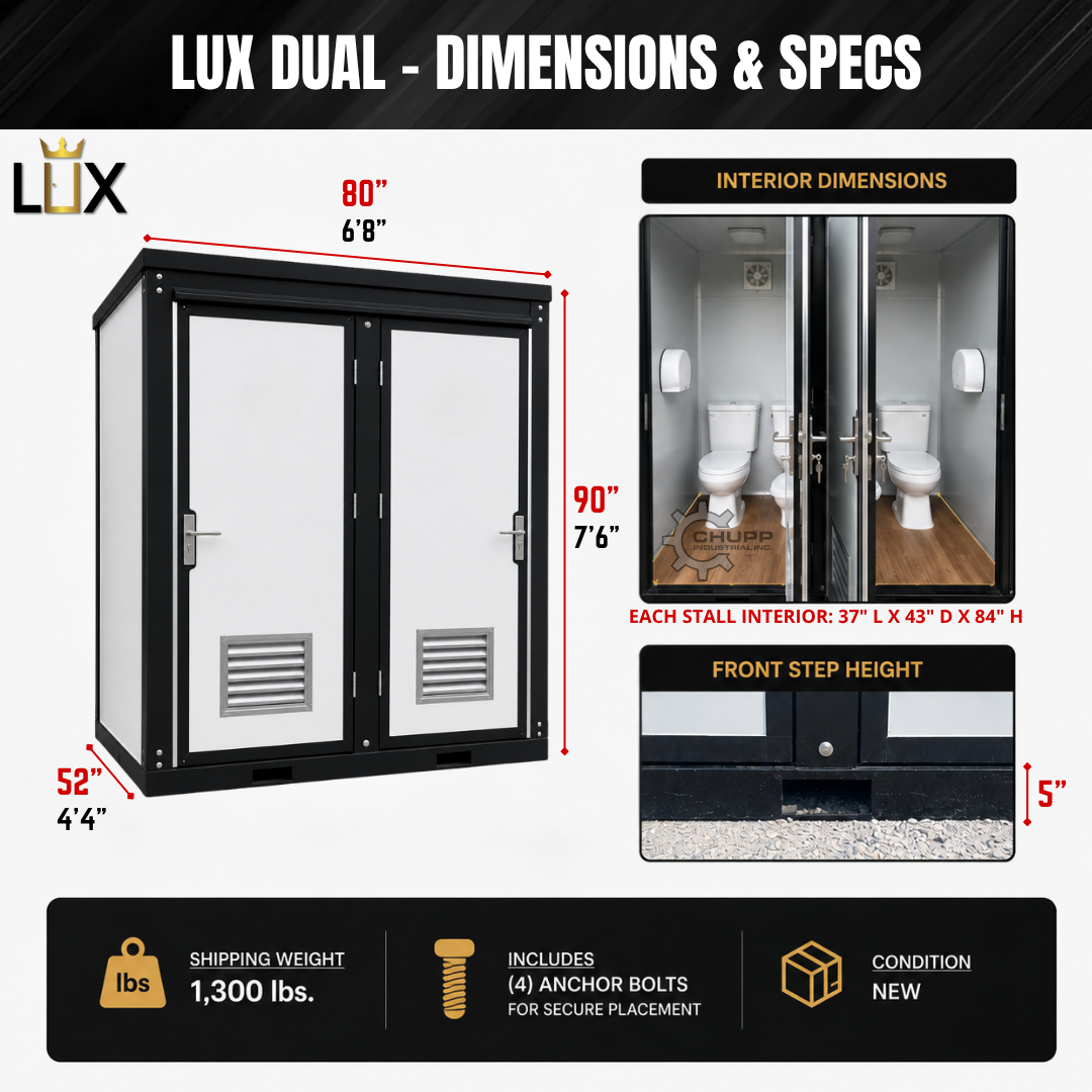 LUX Dual-Stall Portable Restroom Bathroom
