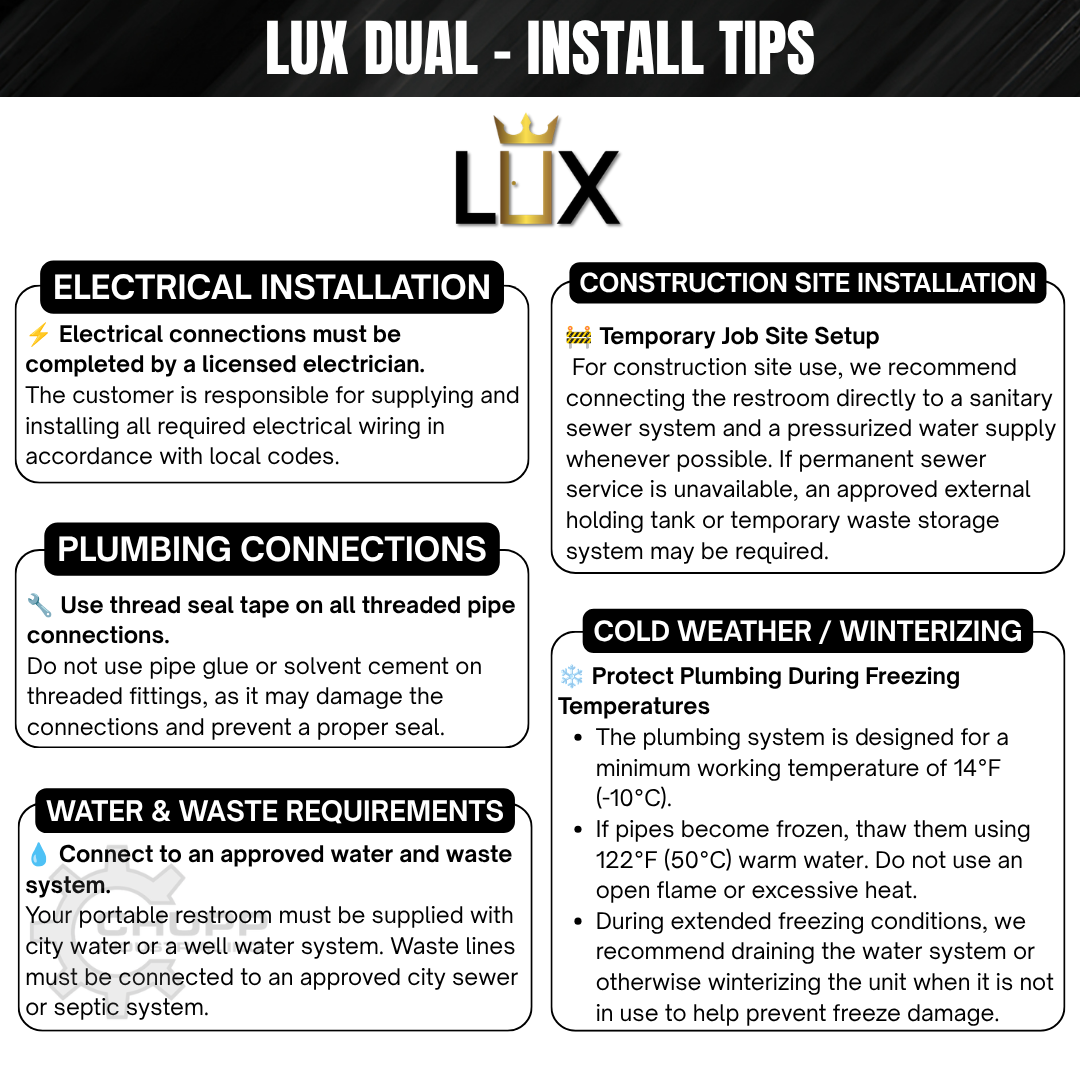 LUX Dual-Stall Portable Restroom Bathroom